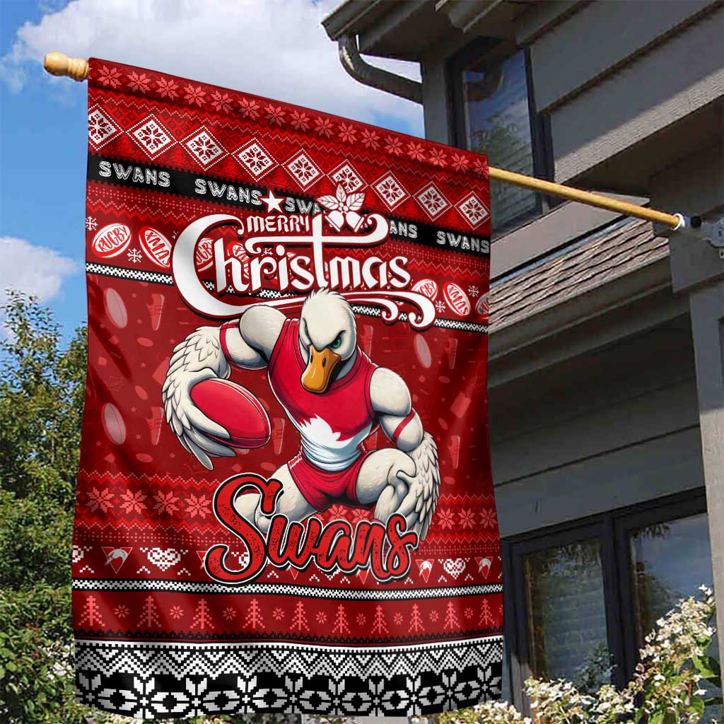 Swans Football Xmas Garden Flag Australia AFL Mascot - Vibe Hoodie Shop