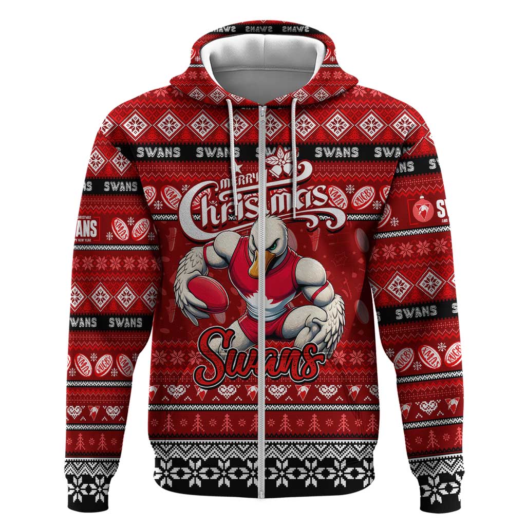 Personalized Swans Football Xmas Hoodie Australia AFL Mascot - Vibe Hoodie Shop