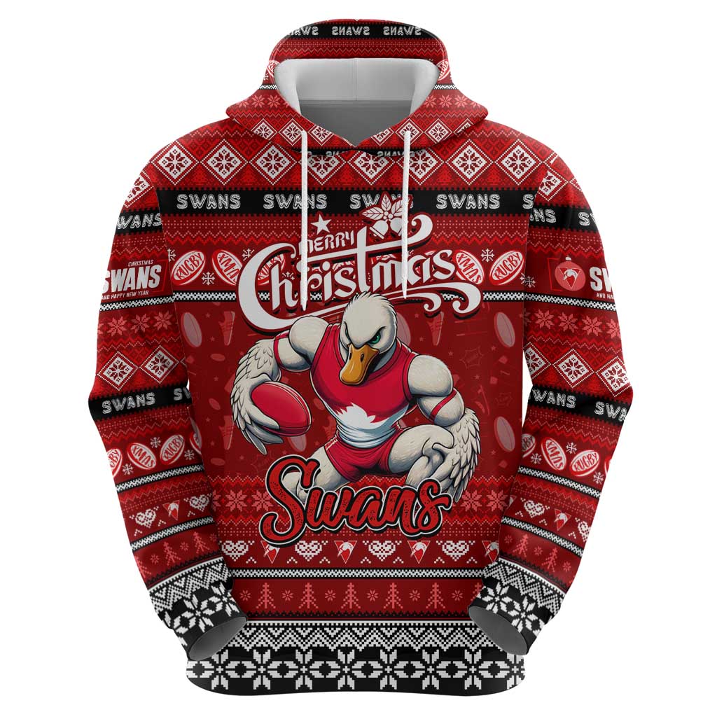 Personalized Swans Football Xmas Hoodie Australia AFL Mascot - Vibe Hoodie Shop