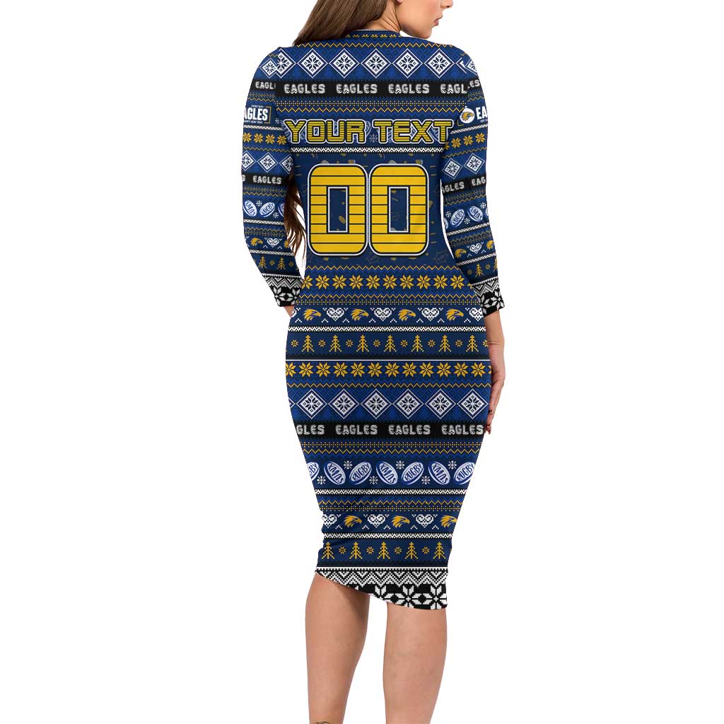 Personalized Eagles Rugby Xmas Family Matching Long Sleeve Bodycon Dress and Hawaiian Shirt Australia AFL Mascot