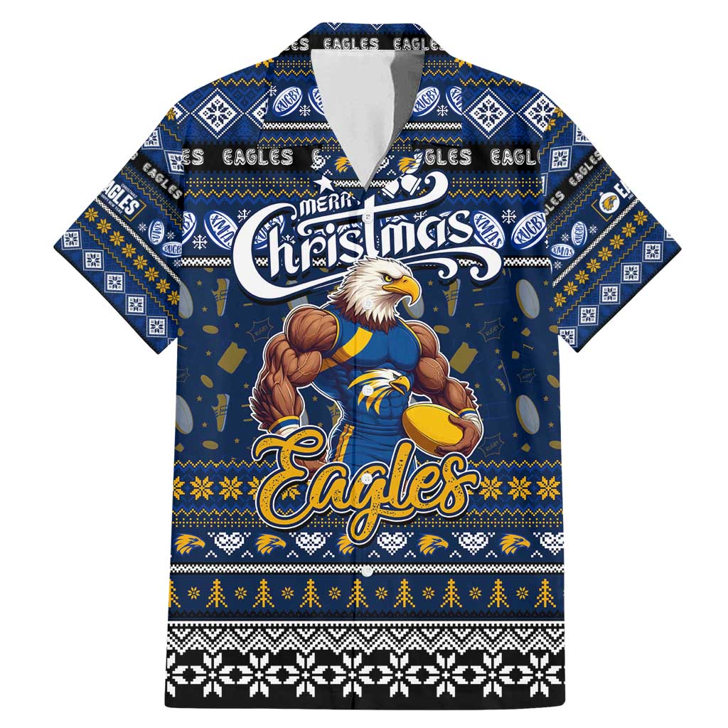 Personalized Eagles Rugby Xmas Family Matching Mermaid Dress and Hawaiian Shirt Australia AFL Mascot