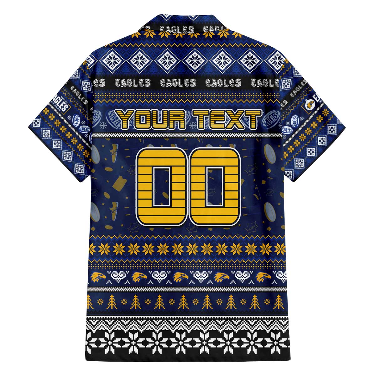Personalized Eagles Rugby Xmas Family Matching Off The Shoulder Long Sleeve Dress and Hawaiian Shirt Australia AFL Mascot
