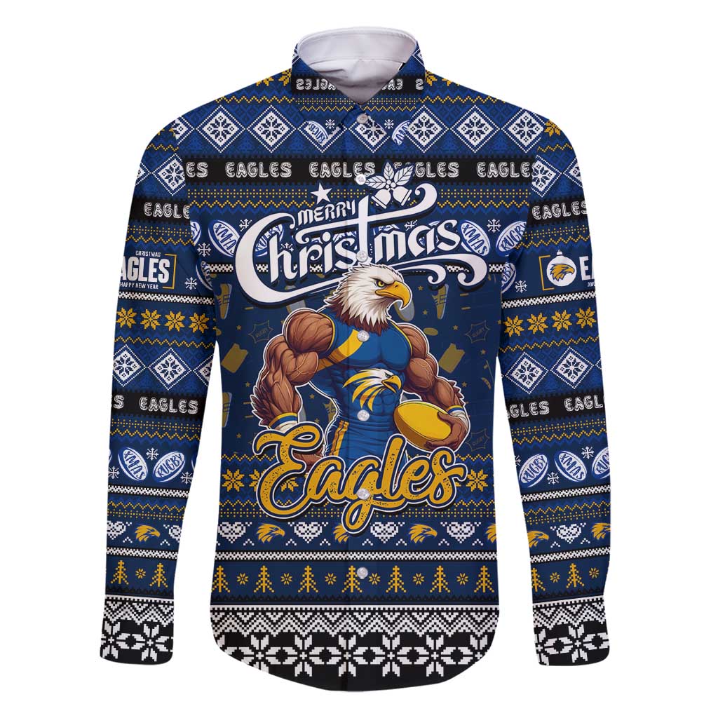 Personalized Eagles Rugby Xmas Family Matching Off Shoulder Maxi Dress and Hawaiian Shirt Australia AFL Mascot