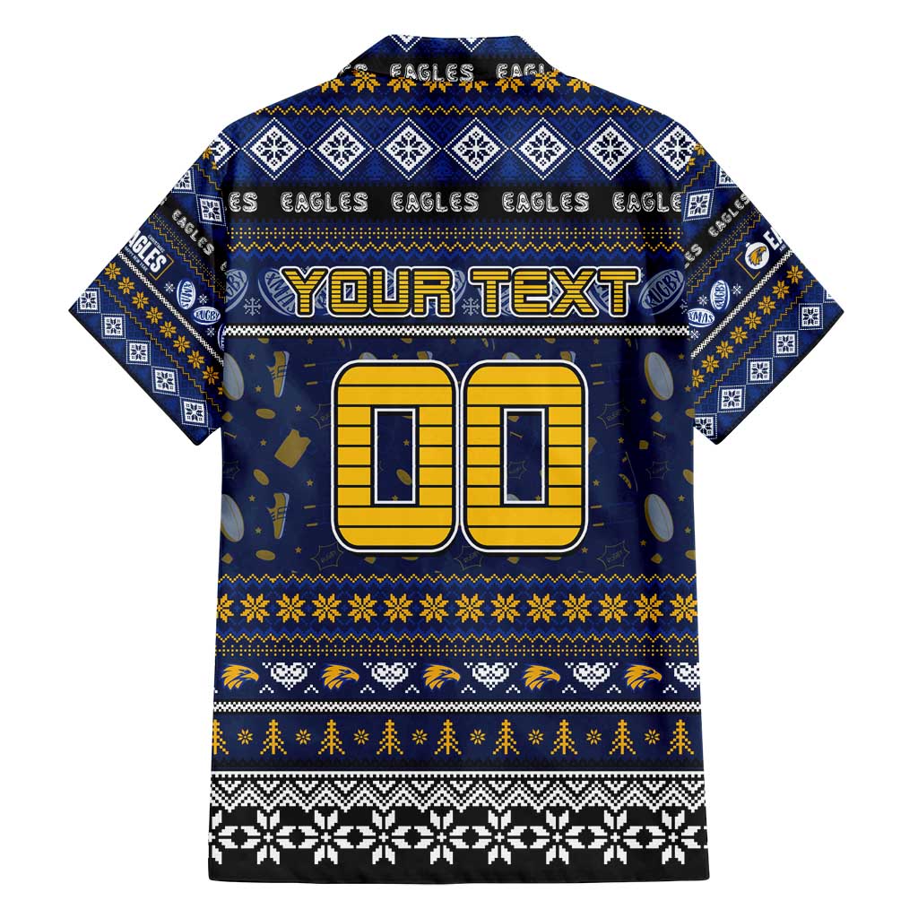 Personalized Eagles Rugby Xmas Family Matching Off Shoulder Short Dress and Hawaiian Shirt Australia AFL Mascot