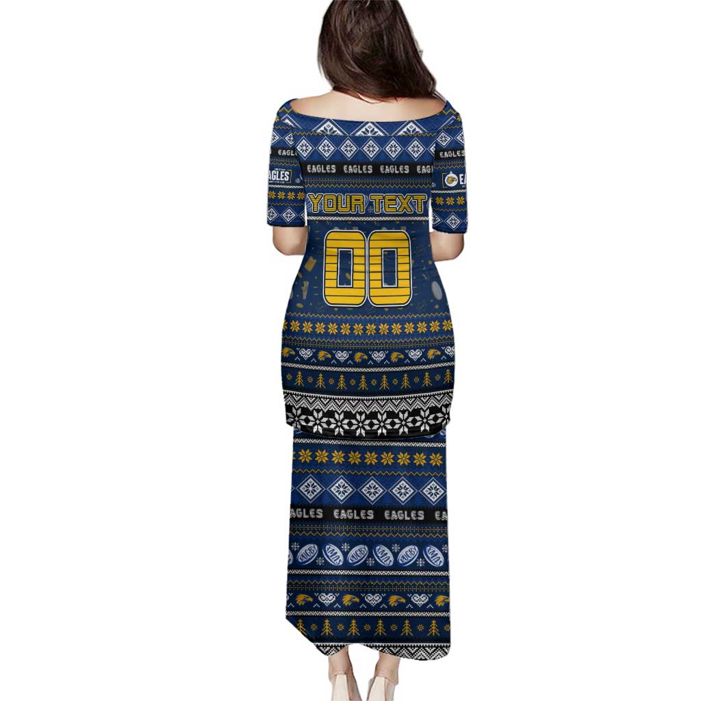 Personalized Eagles Rugby Xmas Family Matching Puletasi and Hawaiian Shirt Australia AFL Mascot