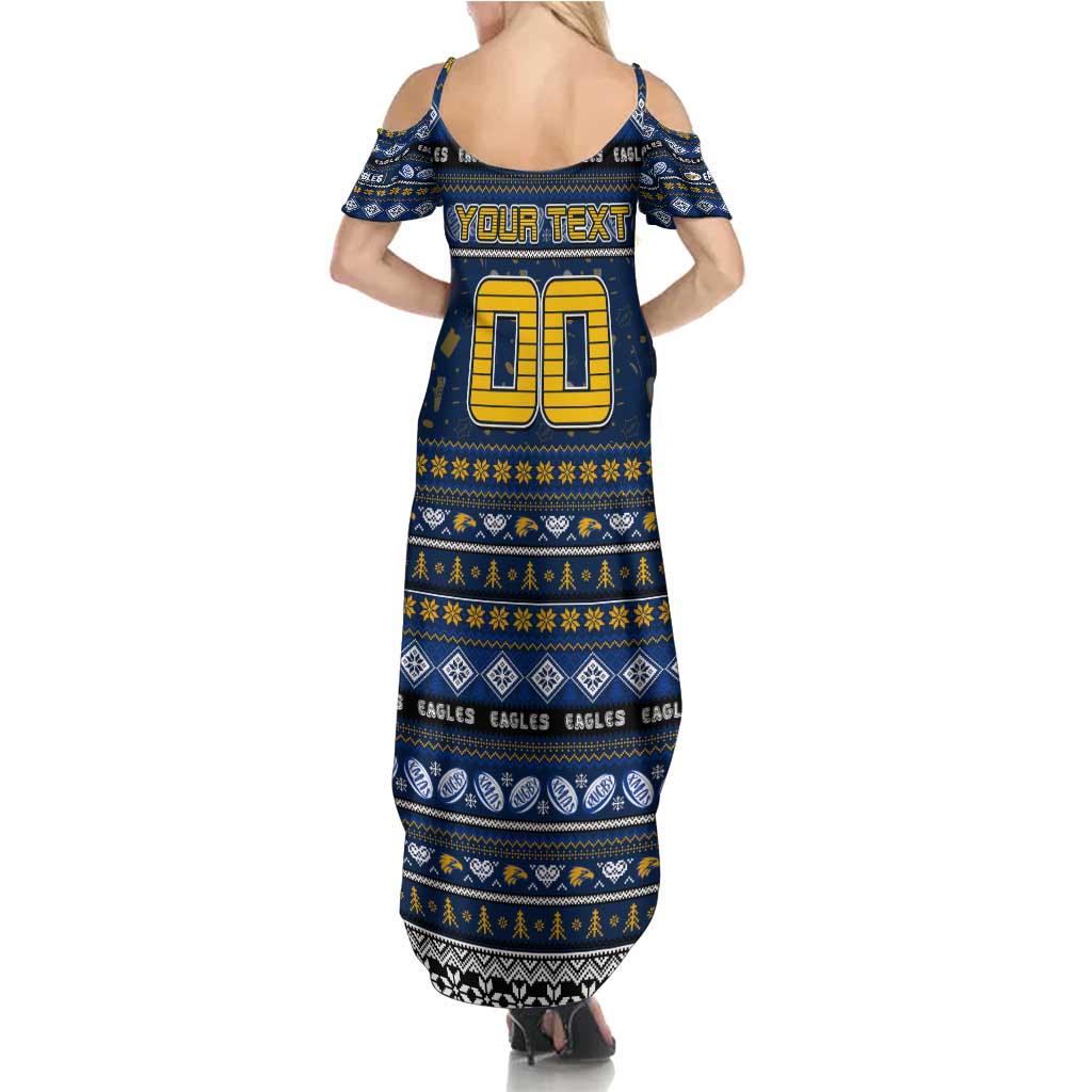 Personalized Eagles Rugby Xmas Family Matching Summer Maxi Dress and Hawaiian Shirt Australia AFL Mascot