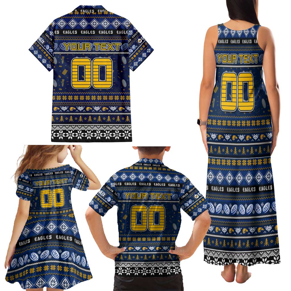 Personalized Eagles Rugby Xmas Family Matching Tank Maxi Dress and Hawaiian Shirt Australia AFL Mascot
