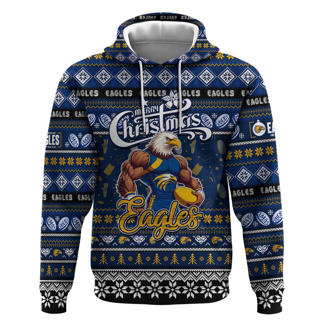 Personalized Eagles Football Xmas Hoodie Australia AFL Mascot - Vibe Hoodie Shop