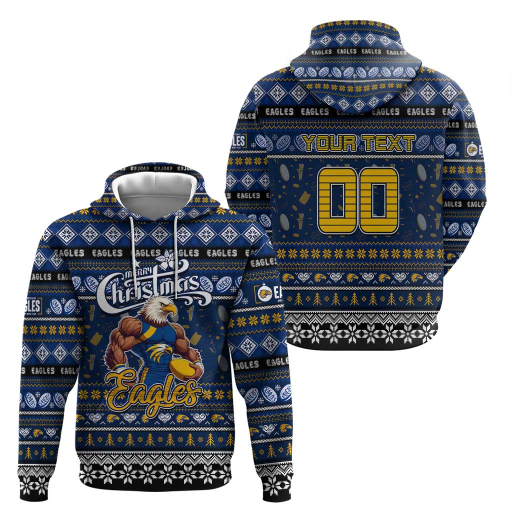 Personalized Eagles Football Xmas Hoodie Australia AFL Mascot - Vibe Hoodie Shop
