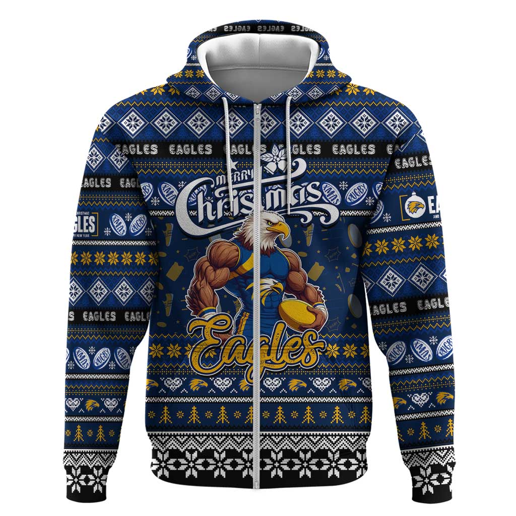 Personalized Eagles Football Xmas Hoodie Australia AFL Mascot - Vibe Hoodie Shop