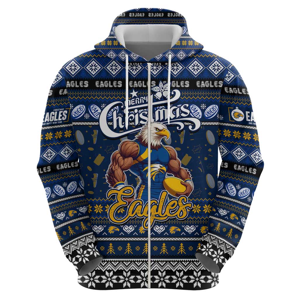 Personalized Eagles Football Xmas Hoodie Australia AFL Mascot - Vibe Hoodie Shop