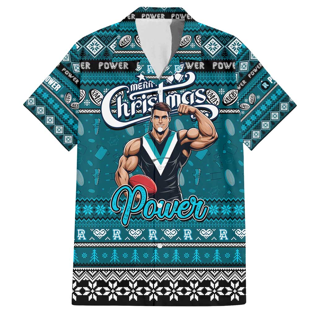 Personalized Power Rugby Xmas Family Matching Long Sleeve Bodycon Dress and Hawaiian Shirt Australia AFL Mascot