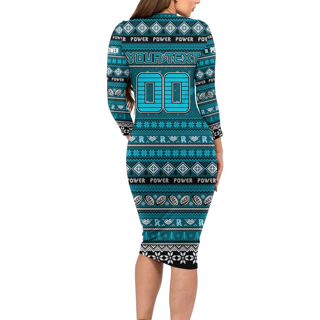 Personalized Power Rugby Xmas Family Matching Long Sleeve Bodycon Dress and Hawaiian Shirt Australia AFL Mascot