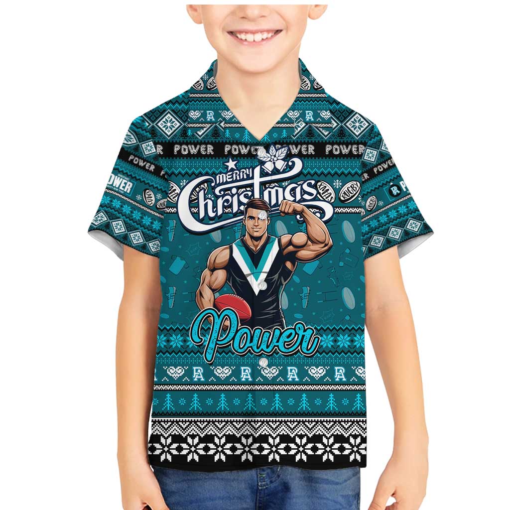 Personalized Power Rugby Xmas Family Matching Mermaid Dress and Hawaiian Shirt Australia AFL Mascot