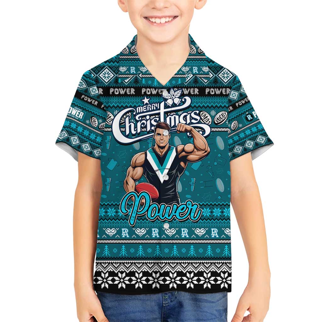 Personalized Power Rugby Xmas Family Matching Summer Maxi Dress and Hawaiian Shirt Australia AFL Mascot