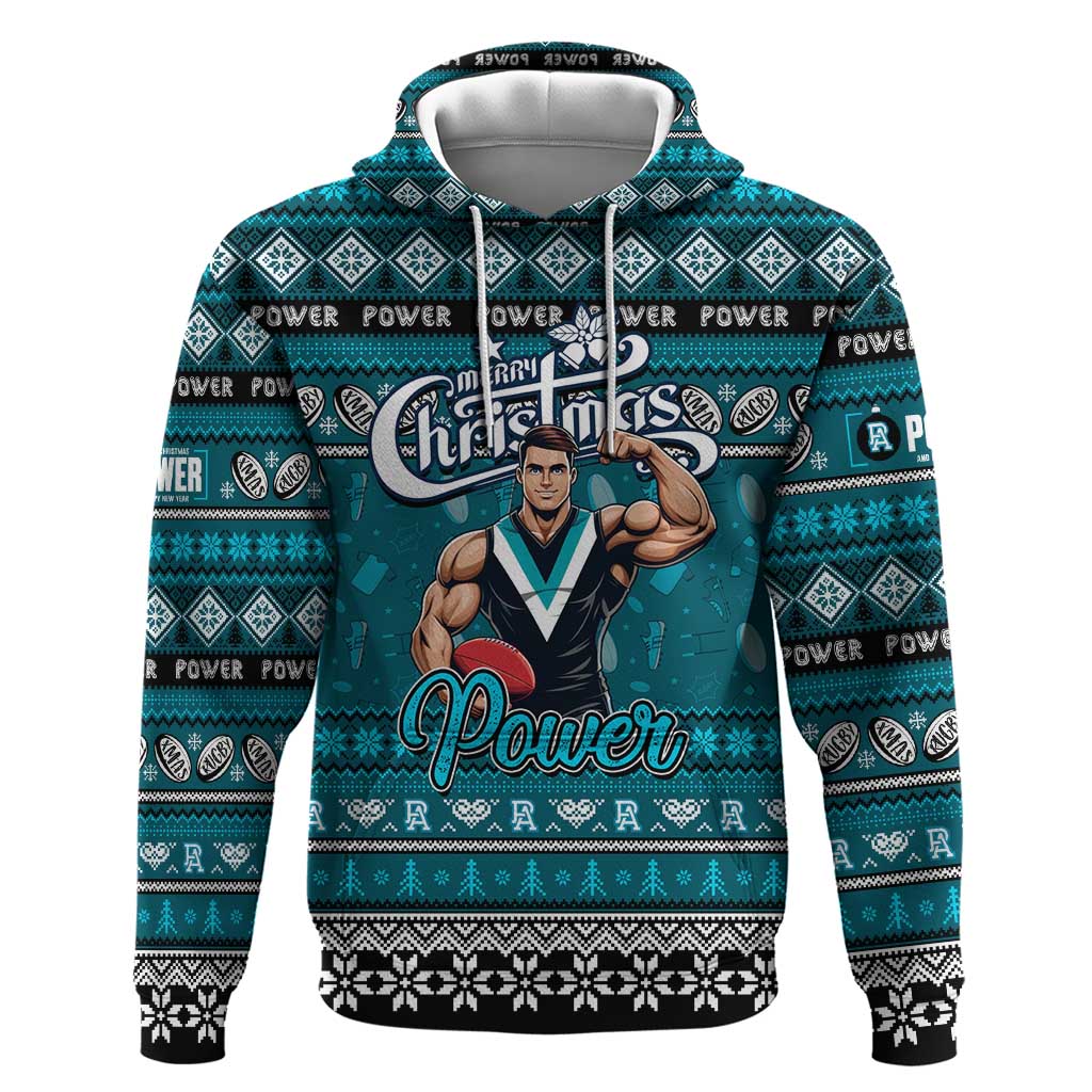 Personalized Power Football Xmas Hoodie Australia AFL Mascot - Vibe Hoodie Shop