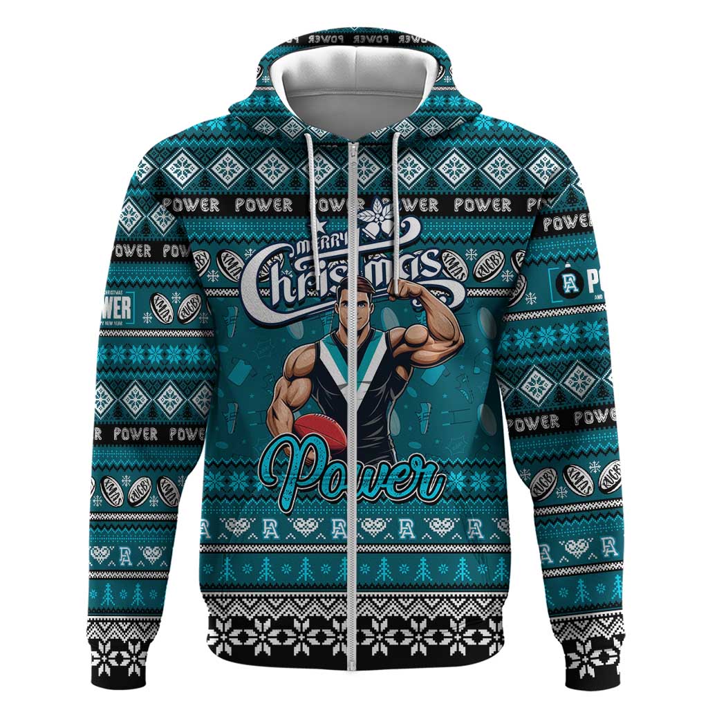 Personalized Power Football Xmas Hoodie Australia AFL Mascot - Vibe Hoodie Shop