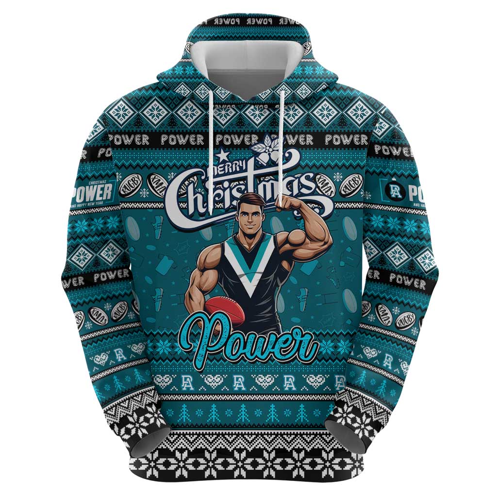 Personalized Power Football Xmas Hoodie Australia AFL Mascot - Vibe Hoodie Shop