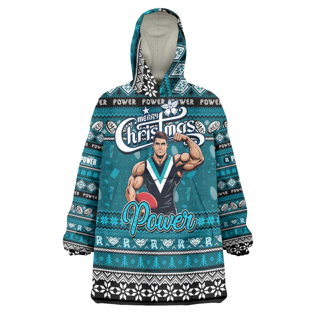 Personalized Power Football Xmas Wearable Blanket Hoodie Australia AFL Mascot - Vibe Hoodie Shop