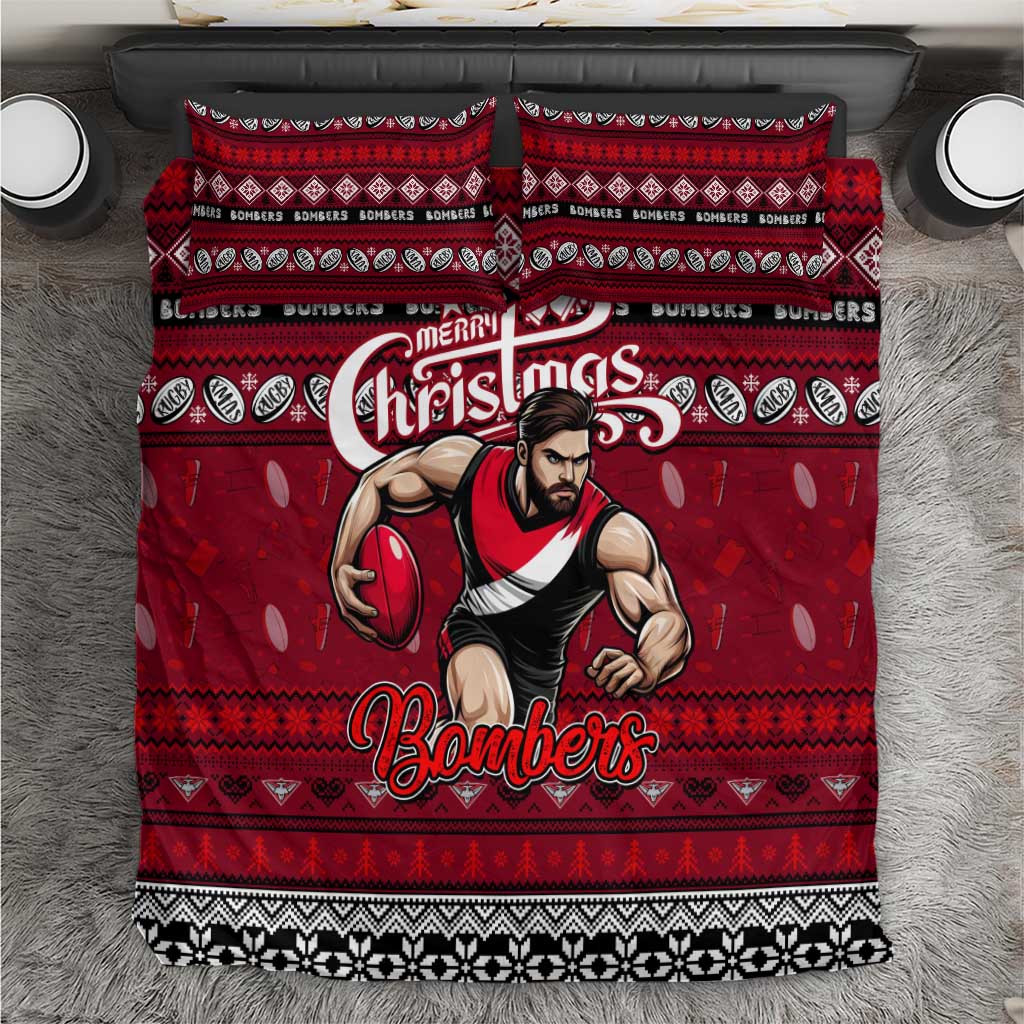 Bombers Football Xmas Bedding Set Australia AFL Mascot - Vibe Hoodie Shop