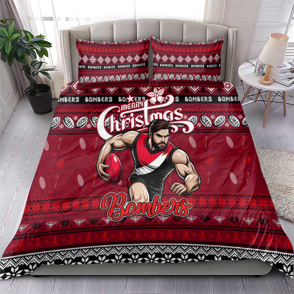 Bombers Football Xmas Bedding Set Australia AFL Mascot - Vibe Hoodie Shop