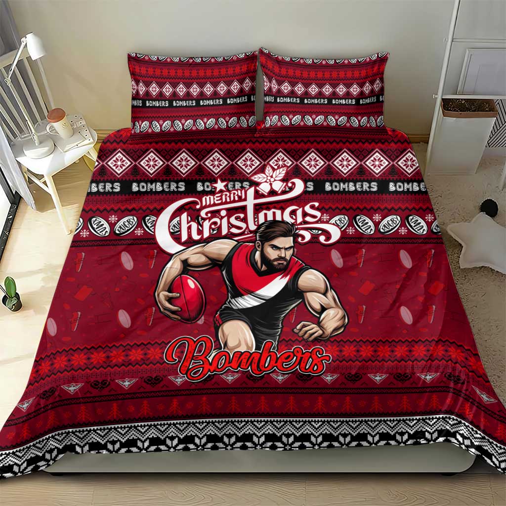 Bombers Football Xmas Bedding Set Australia AFL Mascot - Vibe Hoodie Shop