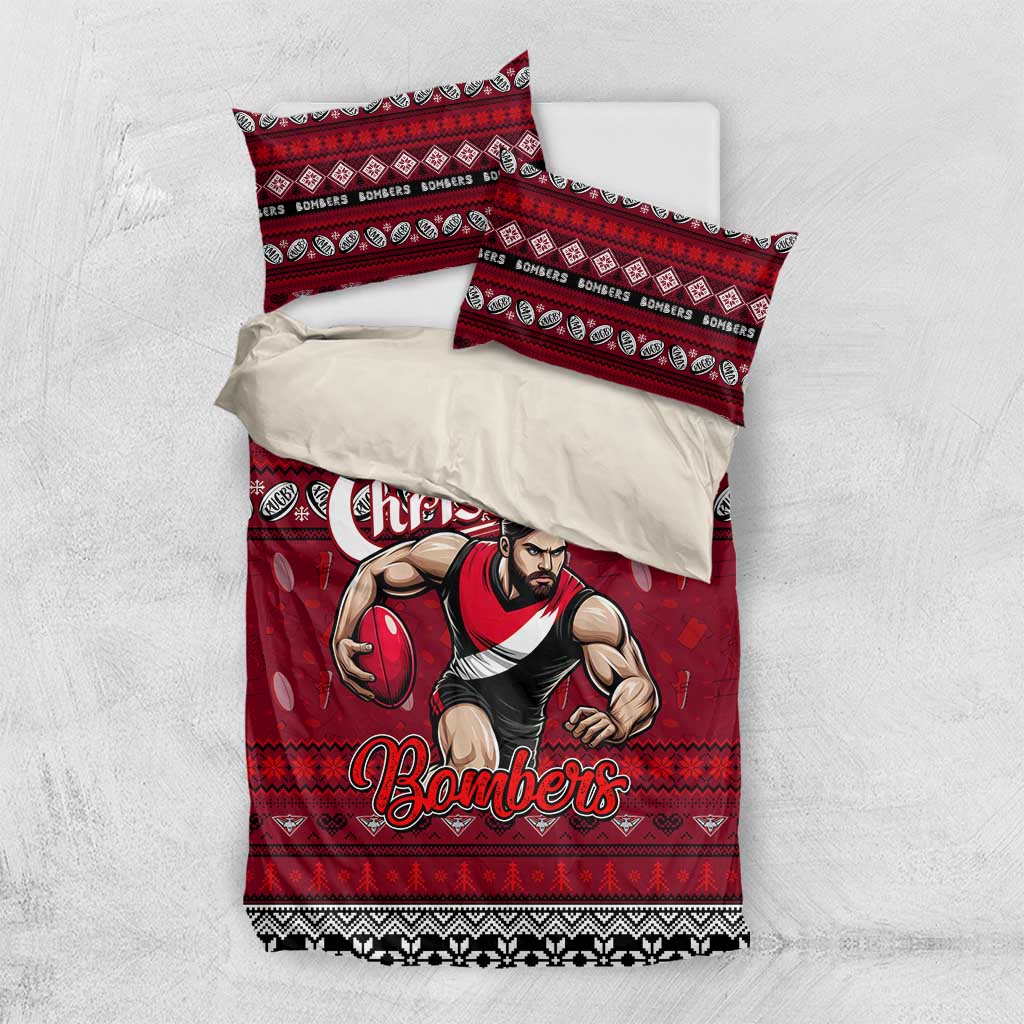 Bombers Football Xmas Bedding Set Australia AFL Mascot - Vibe Hoodie Shop