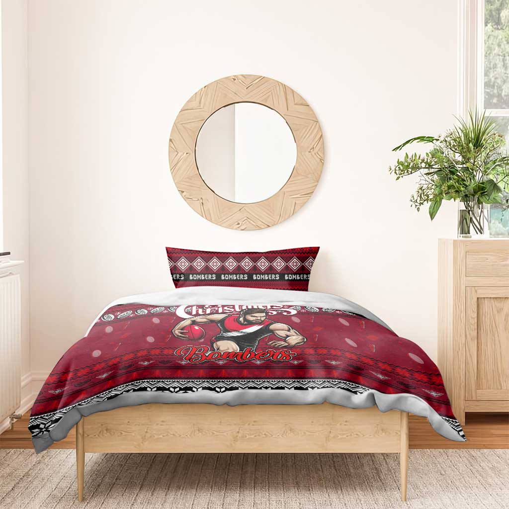 Bombers Football Xmas Bedding Set Australia AFL Mascot - Vibe Hoodie Shop
