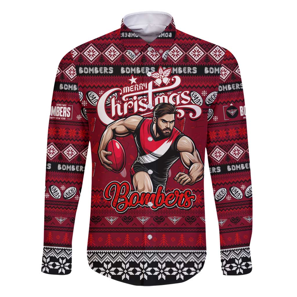 Personalized Bombers Rugby Xmas Family Matching Summer Maxi Dress and Hawaiian Shirt Australia AFL Mascot