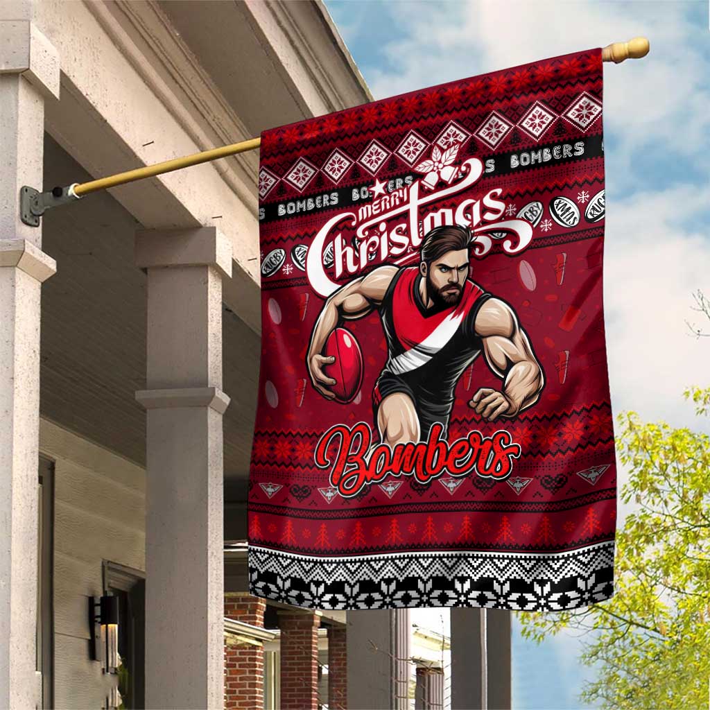 Bombers Football Xmas Garden Flag Australia AFL Mascot - Vibe Hoodie Shop