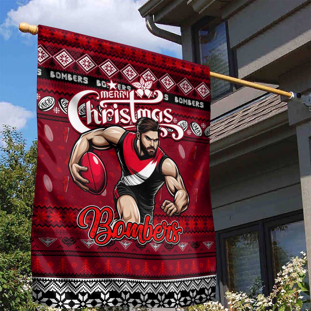 Bombers Football Xmas Garden Flag Australia AFL Mascot - Vibe Hoodie Shop