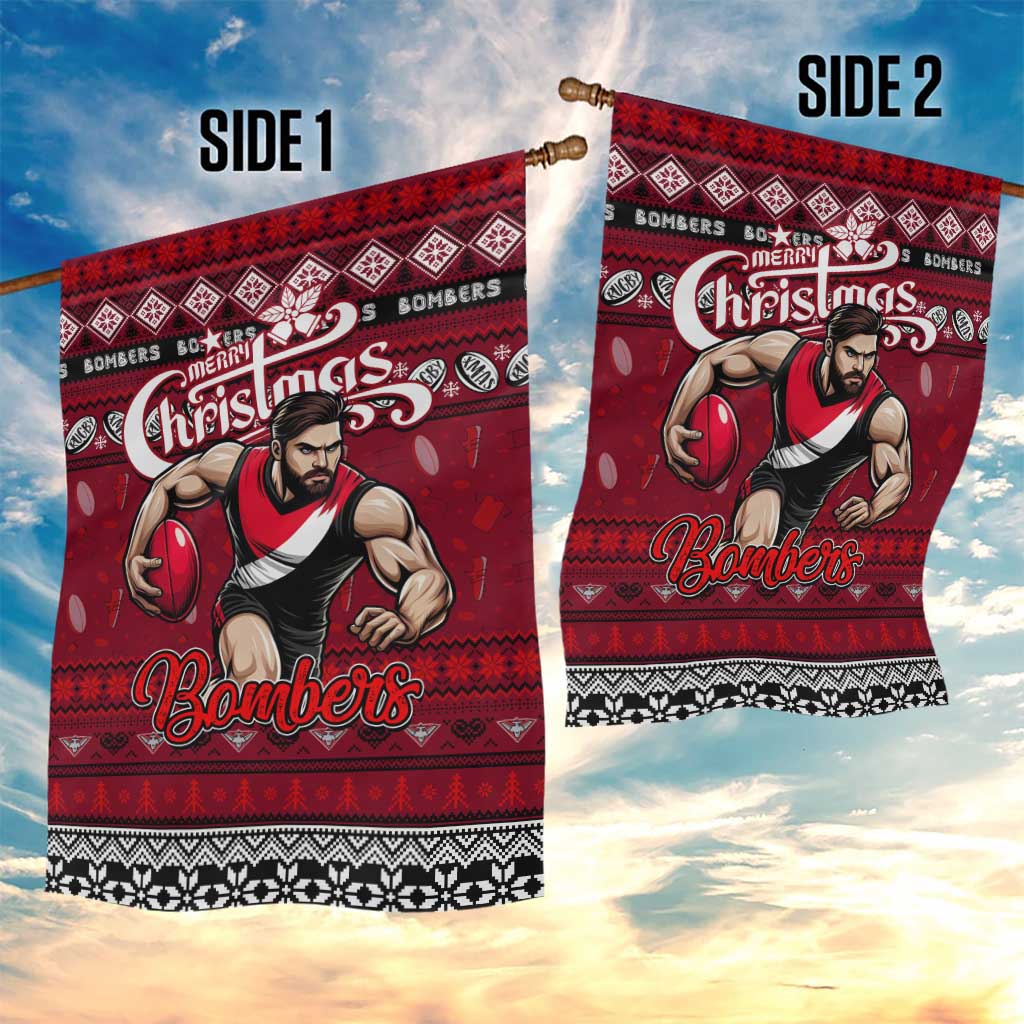 Bombers Football Xmas Garden Flag Australia AFL Mascot - Vibe Hoodie Shop