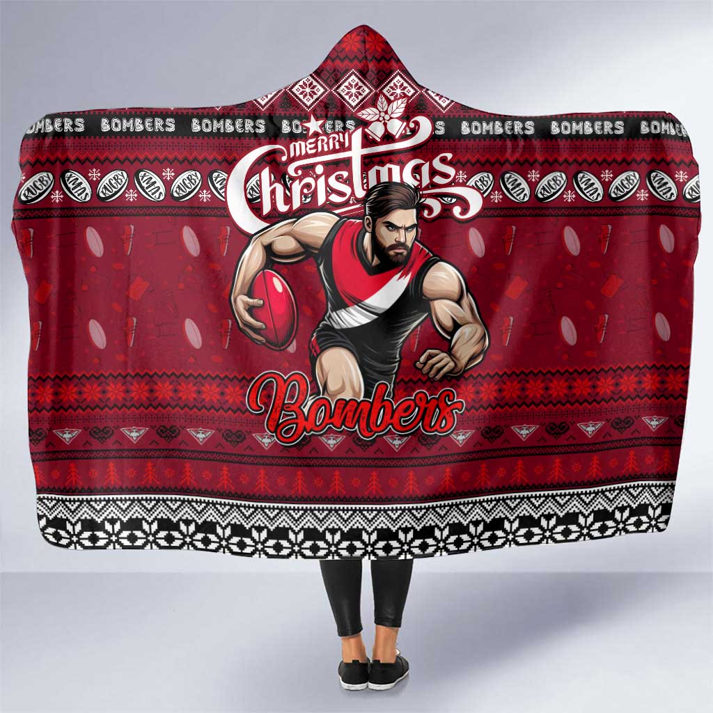 Bombers Football Xmas Hooded Blanket Australia AFL Mascot