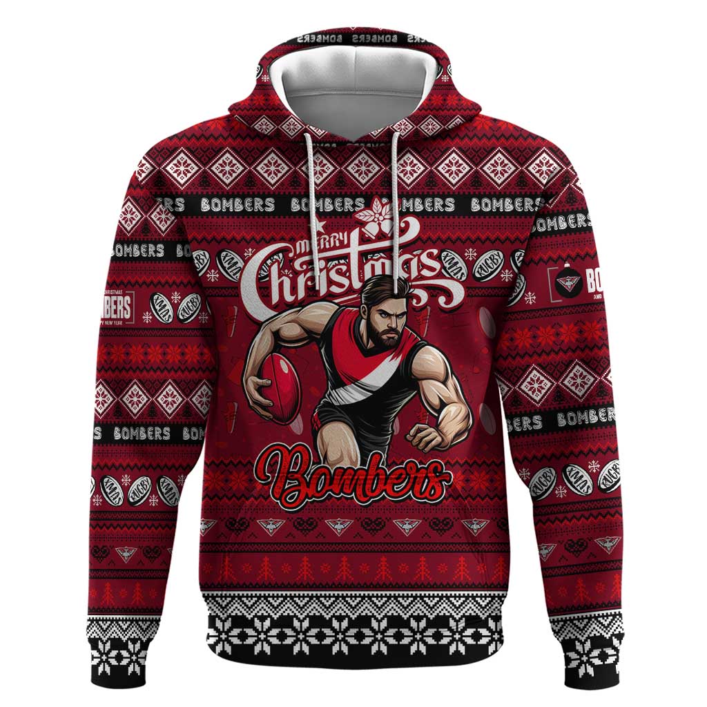 Personalized Bombers Football Xmas Hoodie Australia AFL Mascot - Vibe Hoodie Shop