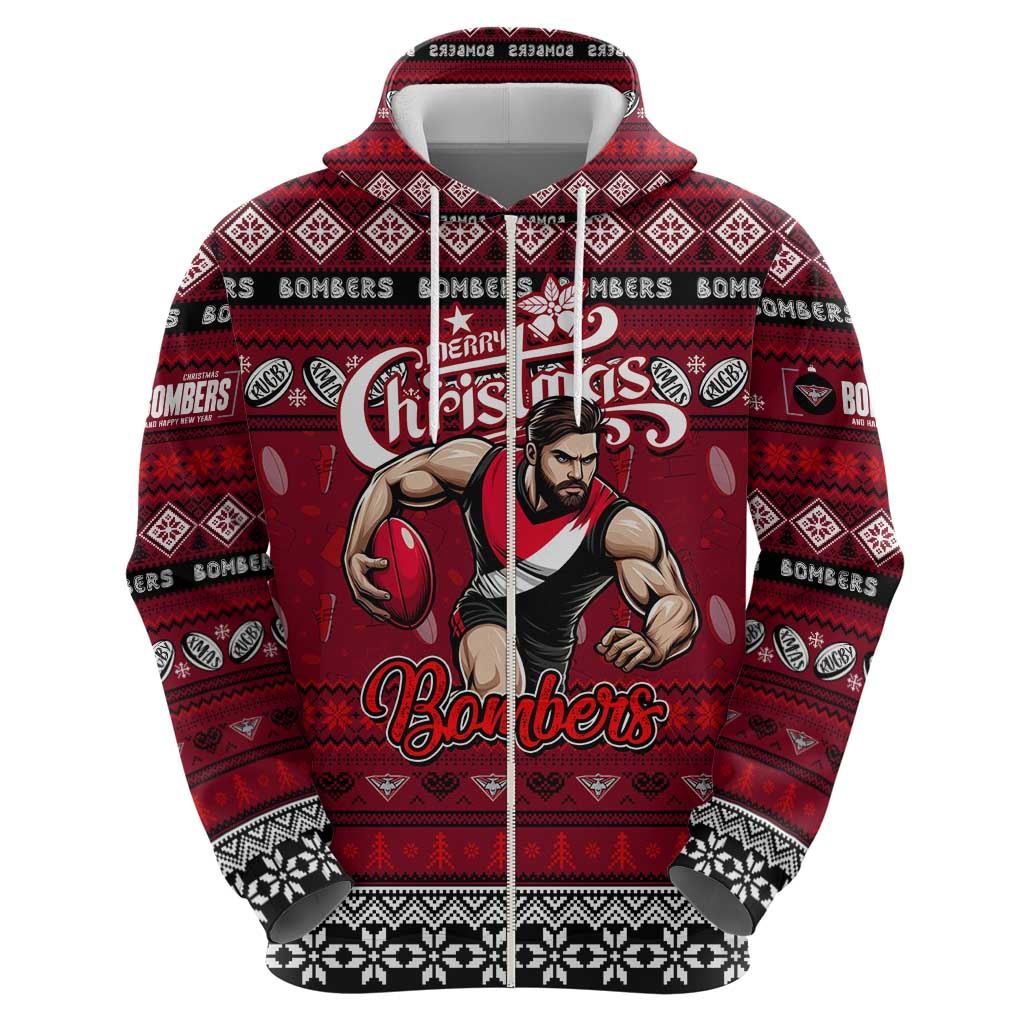 Personalized Bombers Football Xmas Hoodie Australia AFL Mascot - Vibe Hoodie Shop