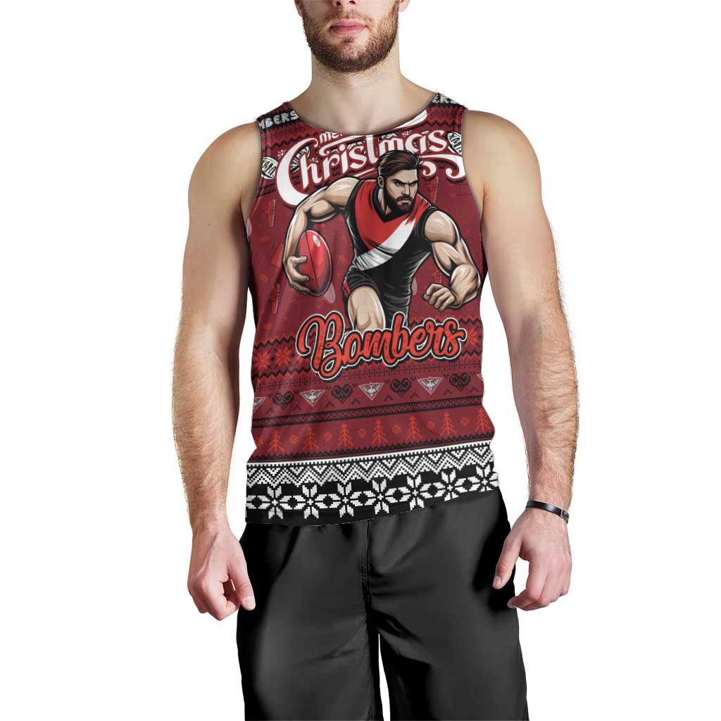 Personalized Bombers Football Xmas Men Tank Top Australia AFL Mascot - Vibe Hoodie Shop