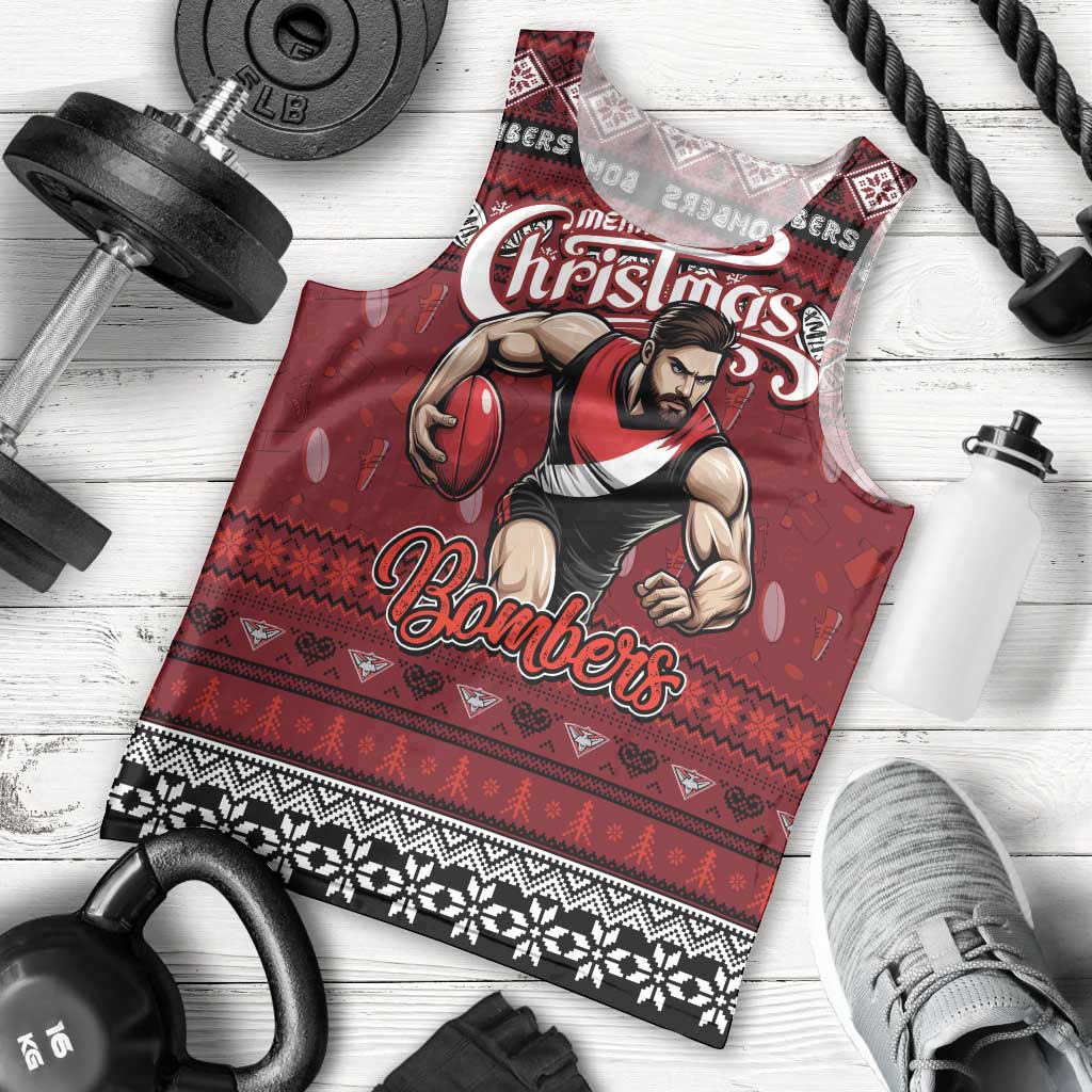 Personalized Bombers Football Xmas Men Tank Top Australia AFL Mascot - Vibe Hoodie Shop
