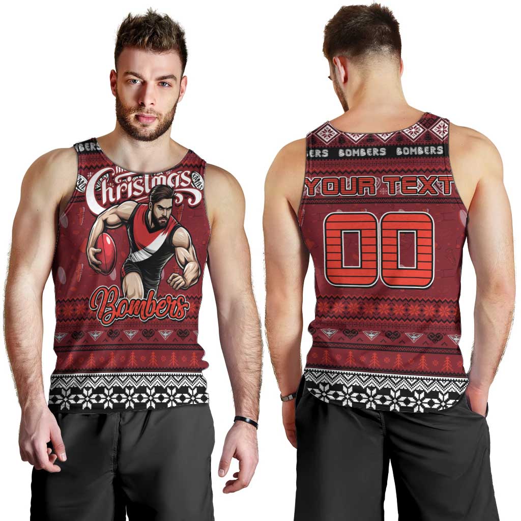 Personalized Bombers Football Xmas Men Tank Top Australia AFL Mascot - Vibe Hoodie Shop