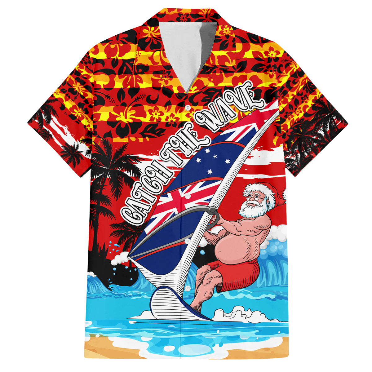 australia-surfing-christmas-family-matching-long-sleeve-bodycon-dress-and-hawaiian-shirt-catch-the-wave