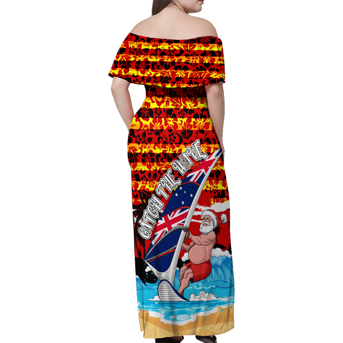 australia-surfing-christmas-family-matching-off-shoulder-maxi-dress-and-hawaiian-shirt-catch-the-wave