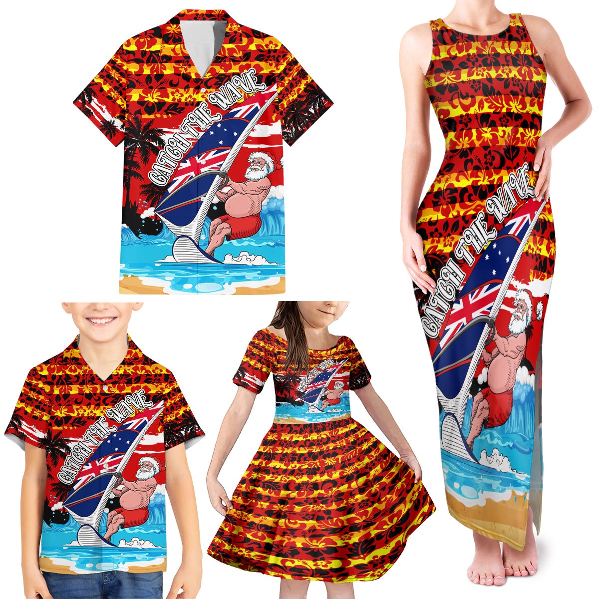 australia-surfing-christmas-family-matching-tank-maxi-dress-and-hawaiian-shirt-catch-the-wave