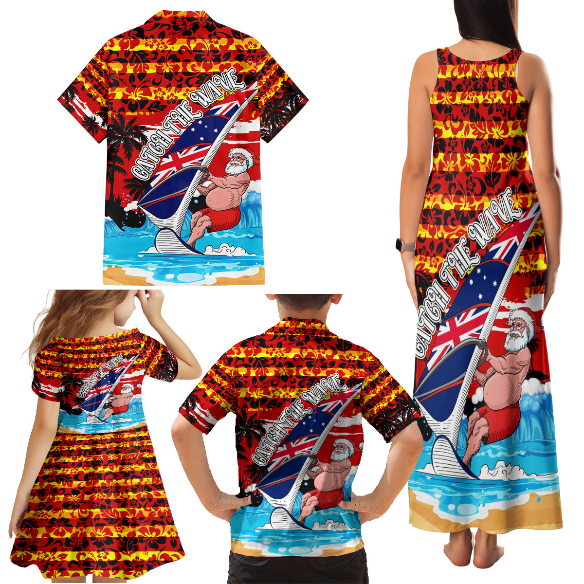 australia-surfing-christmas-family-matching-tank-maxi-dress-and-hawaiian-shirt-catch-the-wave