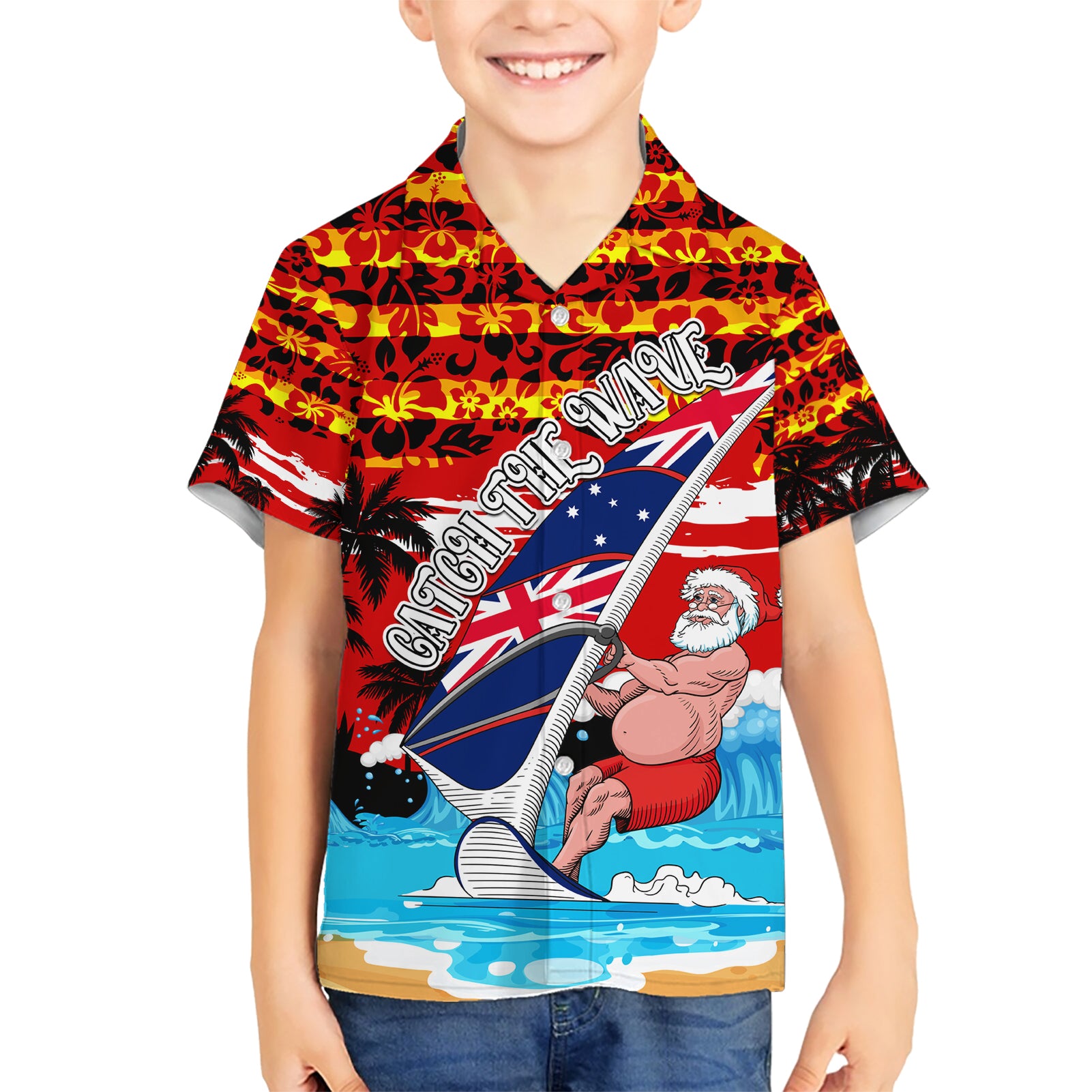 Australia Surfing Christmas Hawaiian Shirt Catch The Wave - Vibe Hoodie Shop
