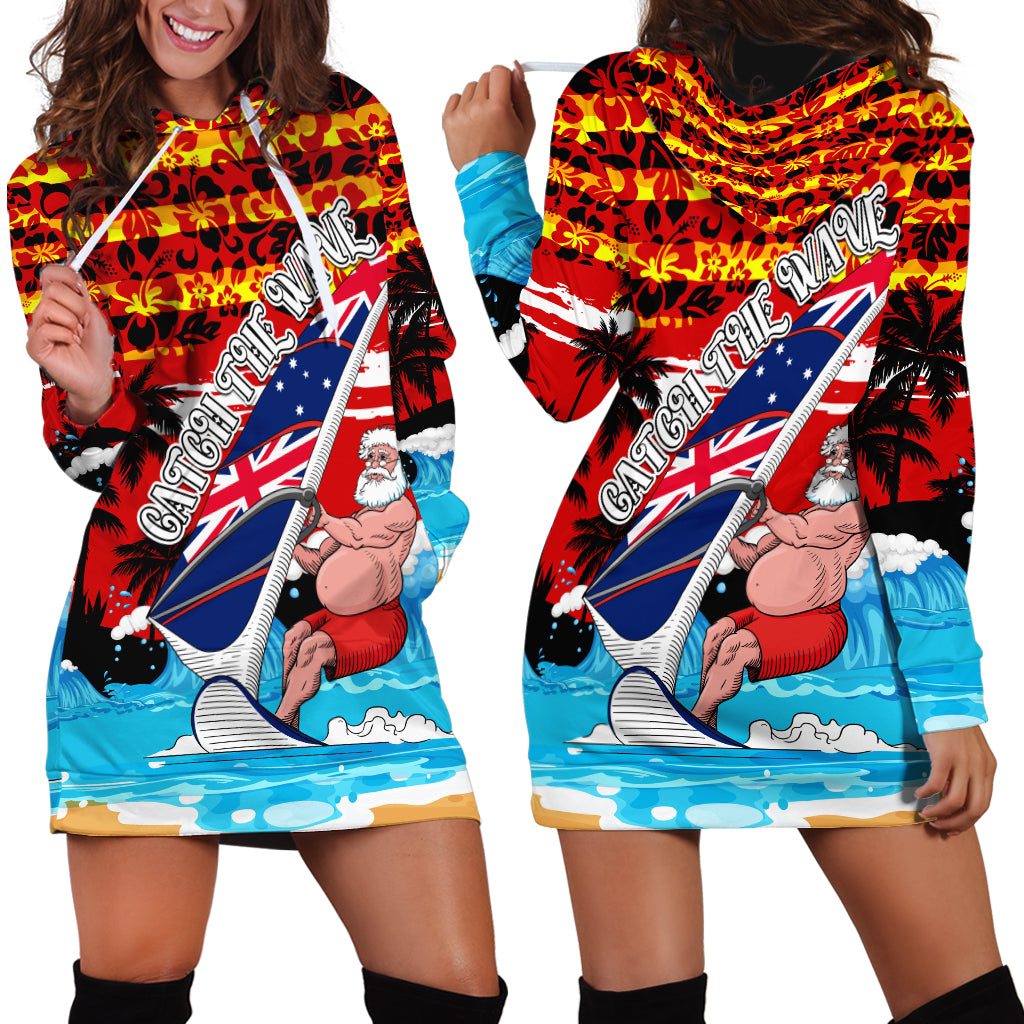 Australia Surfing Christmas Hoodie Dress Catch The Wave - Vibe Hoodie Shop