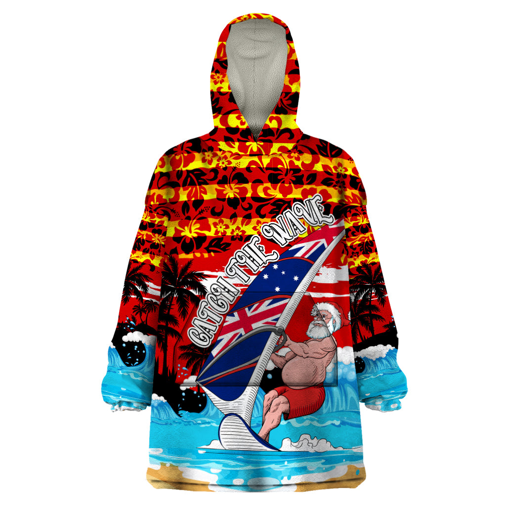 Australia Surfing Christmas Wearable Blanket Hoodie Catch The Wave - Vibe Hoodie Shop