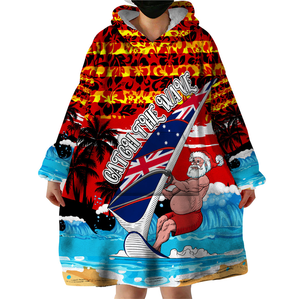 Australia Surfing Christmas Wearable Blanket Hoodie Catch The Wave - Vibe Hoodie Shop