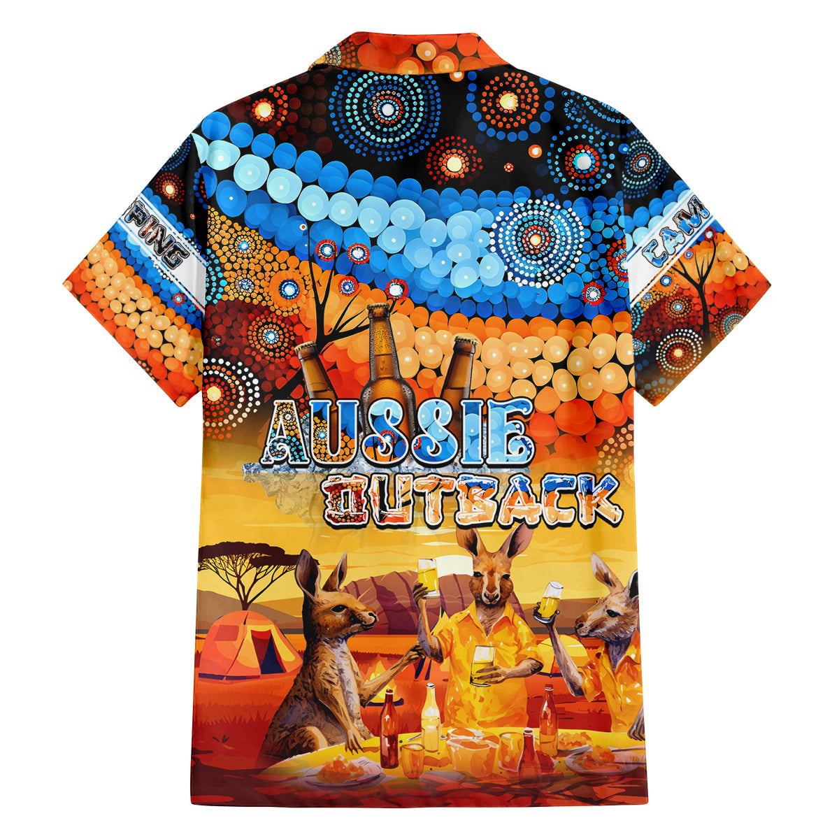 australia-kangaroo-aboriginal-camping-family-matching-puletasi-dress-and-hawaiian-shirt-aussie-outback-camping-with-beer