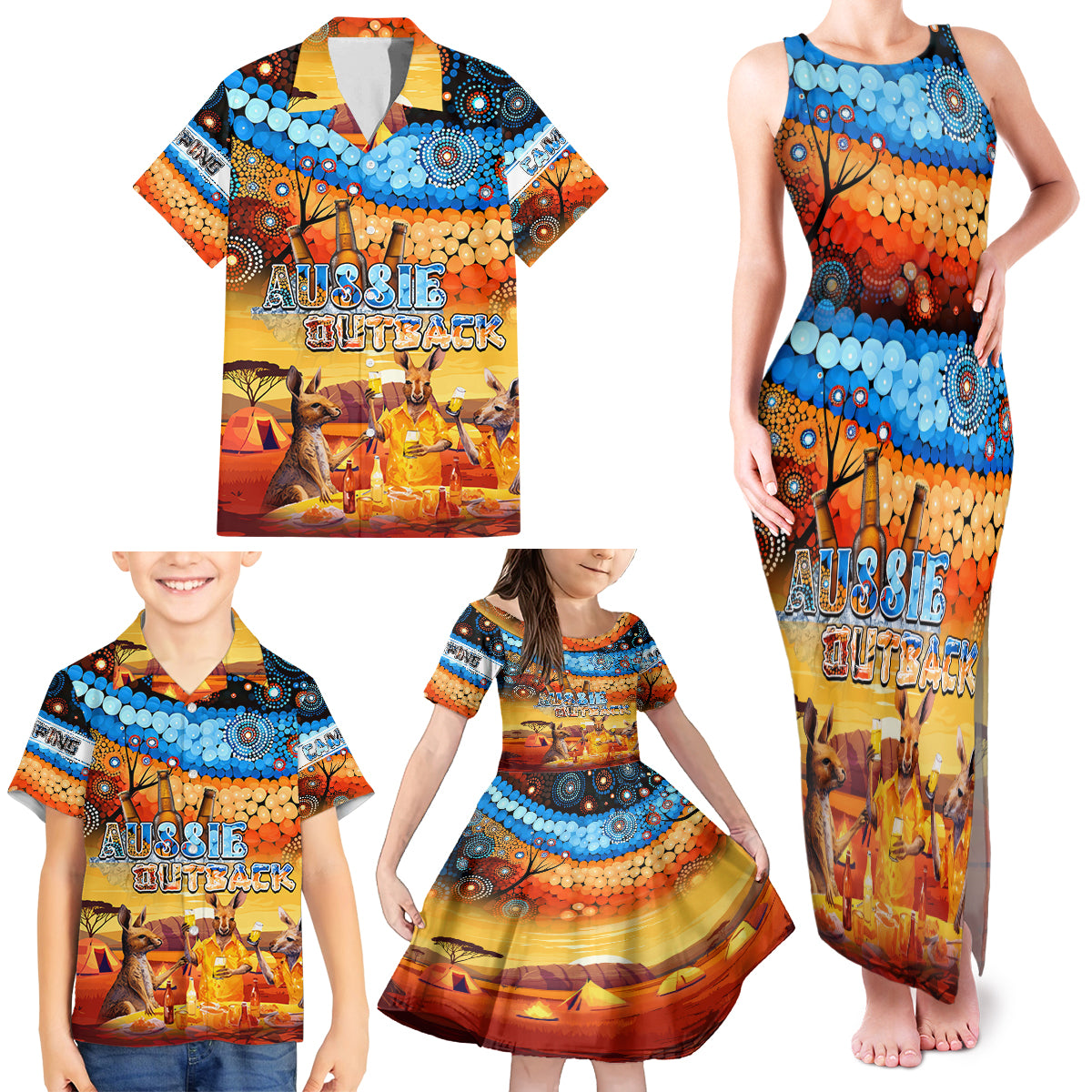 australia-kangaroo-aboriginal-camping-family-matching-tank-maxi-dress-and-hawaiian-shirt-aussie-outback-camping-with-beer