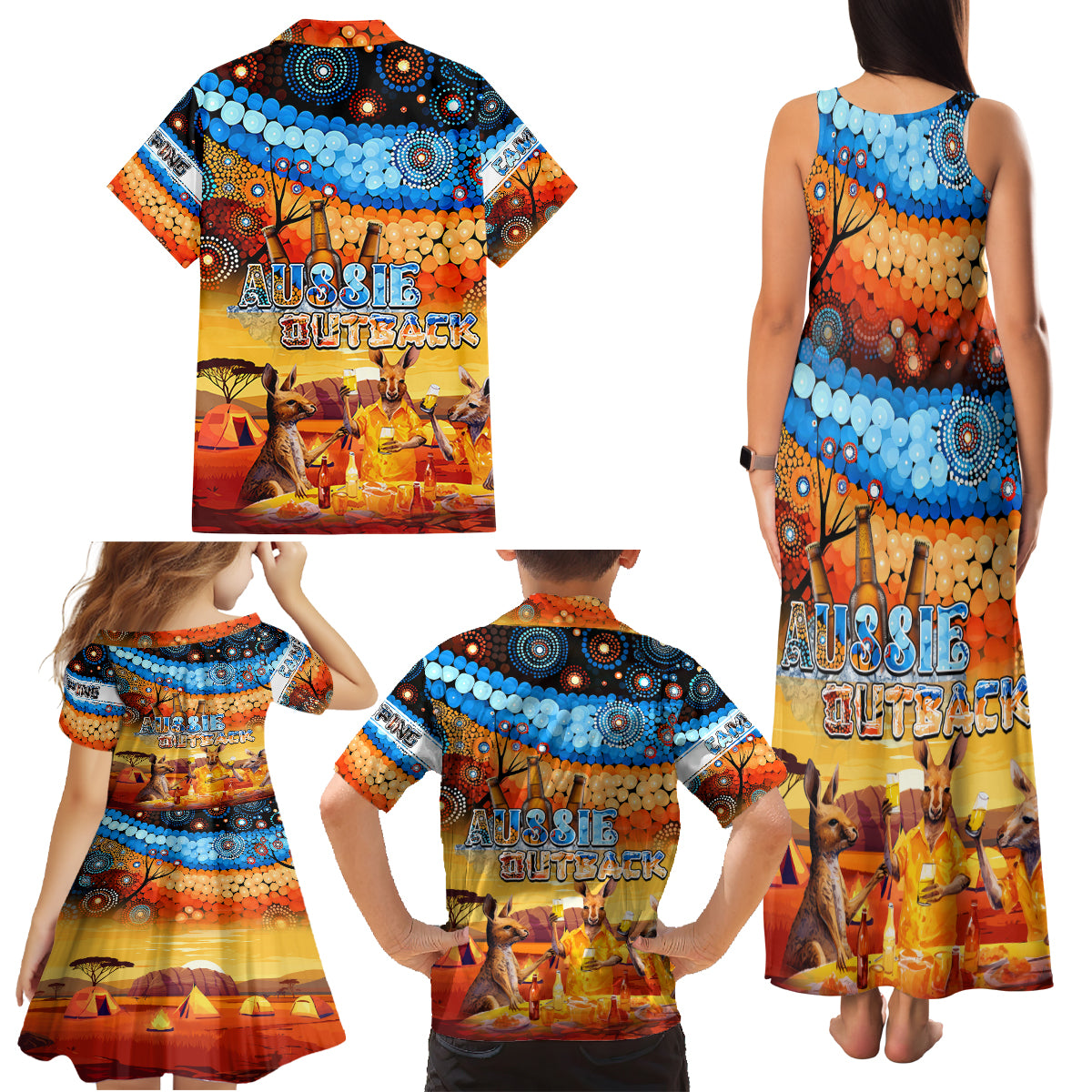 australia-kangaroo-aboriginal-camping-family-matching-tank-maxi-dress-and-hawaiian-shirt-aussie-outback-camping-with-beer