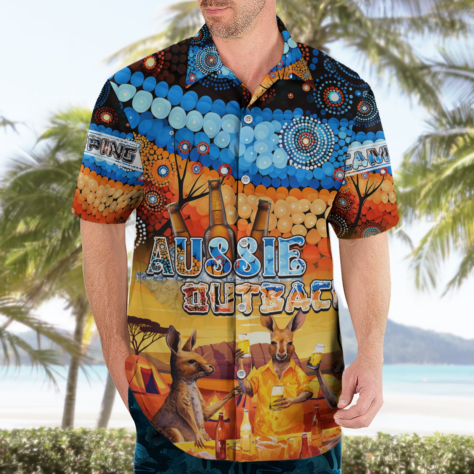 Australia Kangaroo Aboriginal Camping Hawaiian Shirt Aussie Outback Camping with Beer - Vibe Hoodie Shop